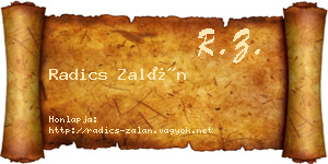 Radics Zalán névjegykártya