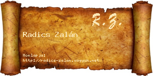 Radics Zalán névjegykártya